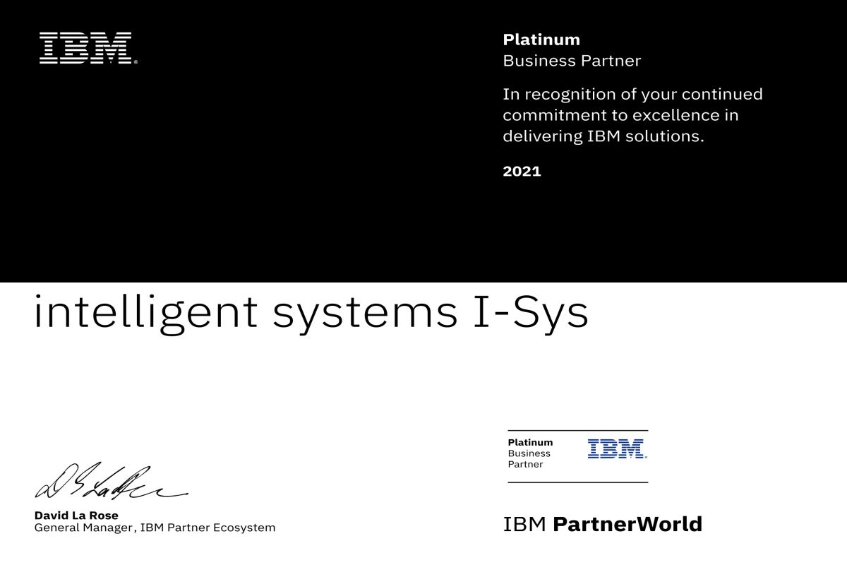 IBM Platinum Partner Certificate